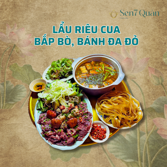  LẨU RIÊU CUA BẮP BÒ BÁNH ĐA ĐỎ